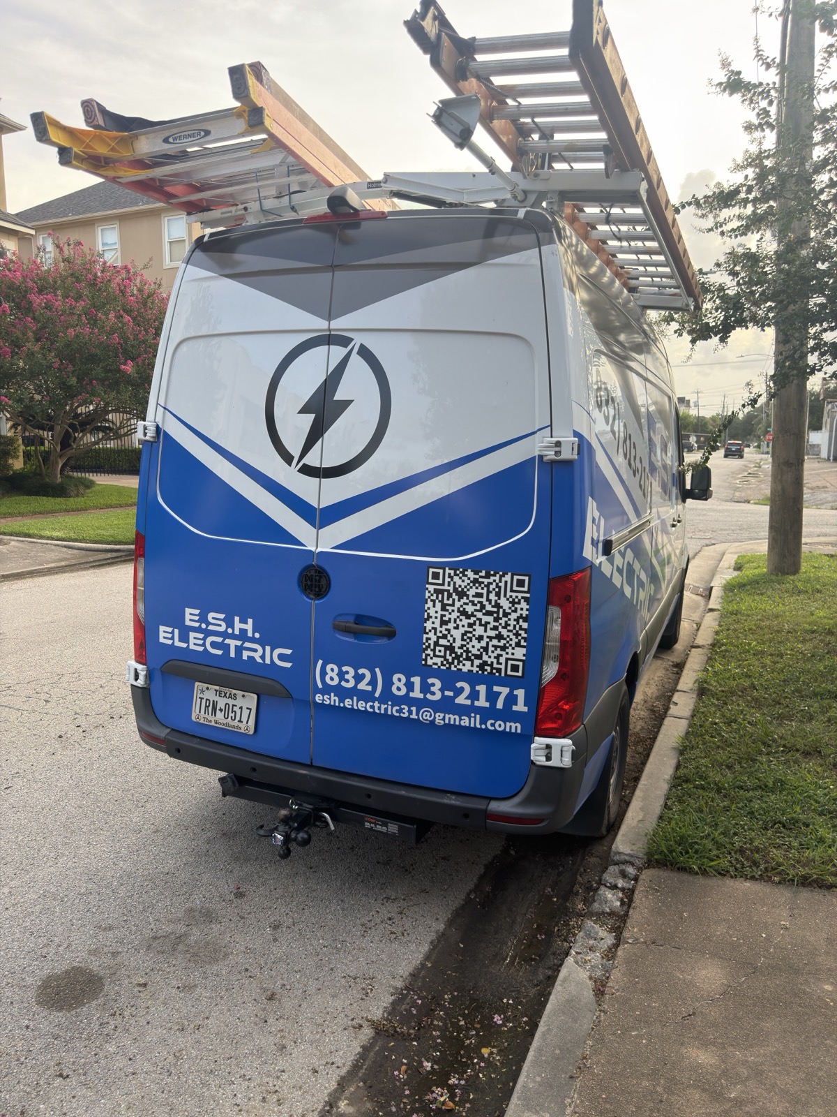 E.S.H. Electric service van equipped for residential and commercial electrical work in Houston.